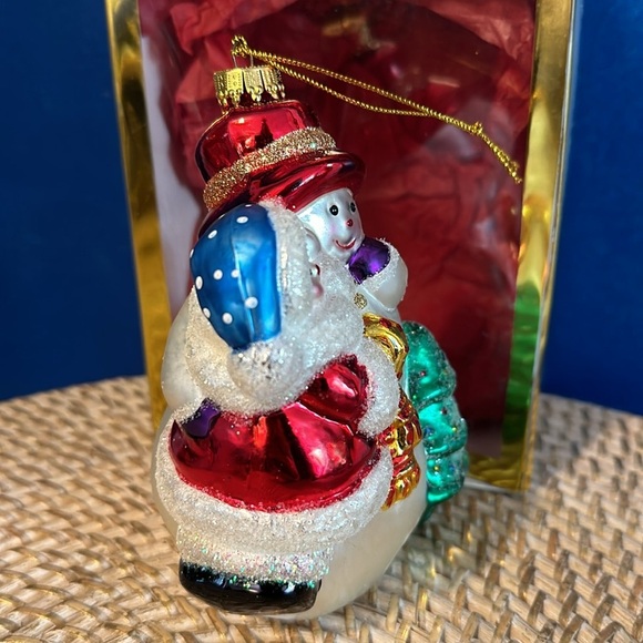 Vintage Spiegel Handblown & Handpainted Snowman & Snowchild Christmas Ornament - Picture 5 of 6